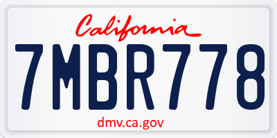 CA license plate 7MBR778