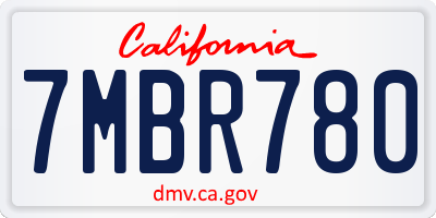 CA license plate 7MBR780