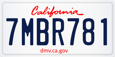 CA license plate 7MBR781
