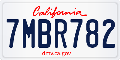 CA license plate 7MBR782