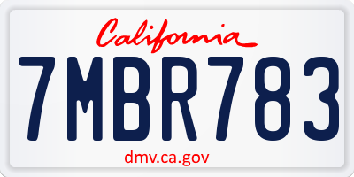 CA license plate 7MBR783