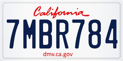 CA license plate 7MBR784