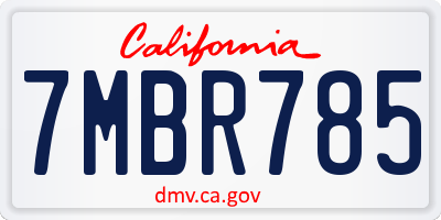 CA license plate 7MBR785