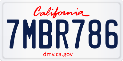 CA license plate 7MBR786