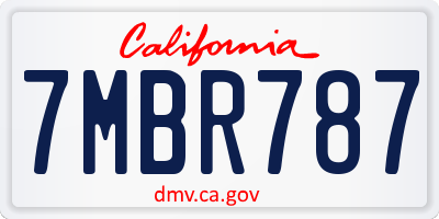 CA license plate 7MBR787