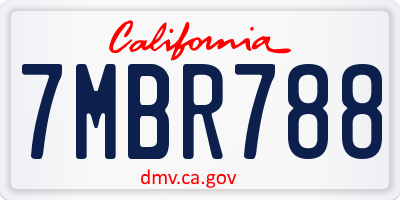 CA license plate 7MBR788