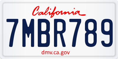 CA license plate 7MBR789