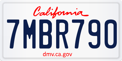 CA license plate 7MBR790