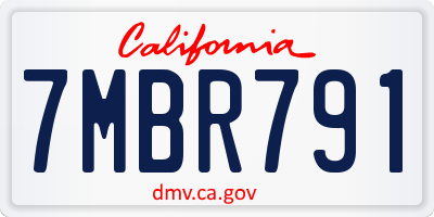 CA license plate 7MBR791