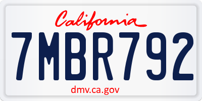 CA license plate 7MBR792