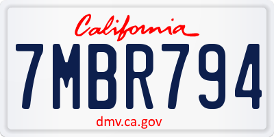 CA license plate 7MBR794