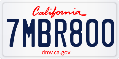 CA license plate 7MBR800