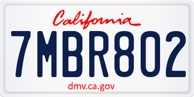 CA license plate 7MBR802