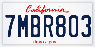 CA license plate 7MBR803