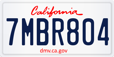 CA license plate 7MBR804