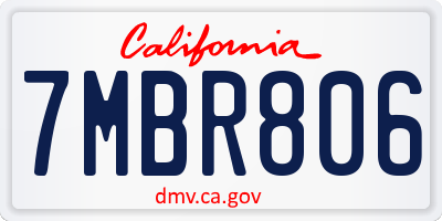 CA license plate 7MBR806