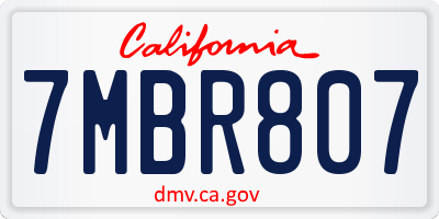 CA license plate 7MBR807
