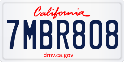 CA license plate 7MBR808