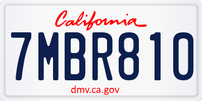 CA license plate 7MBR810