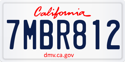 CA license plate 7MBR812