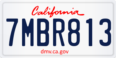CA license plate 7MBR813