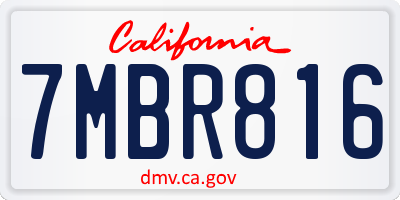 CA license plate 7MBR816