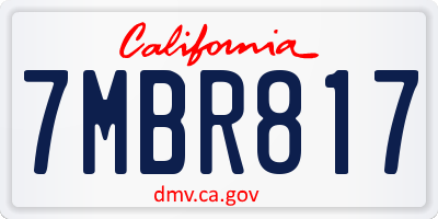 CA license plate 7MBR817