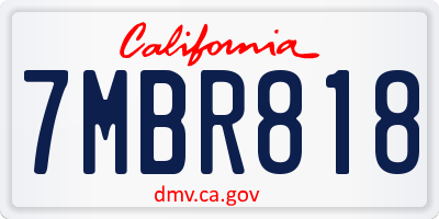 CA license plate 7MBR818
