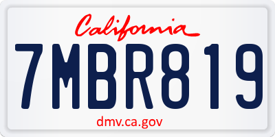 CA license plate 7MBR819