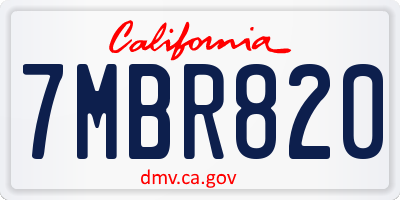 CA license plate 7MBR820