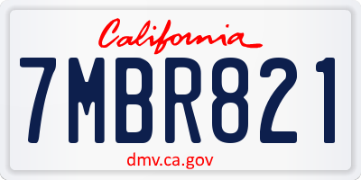 CA license plate 7MBR821