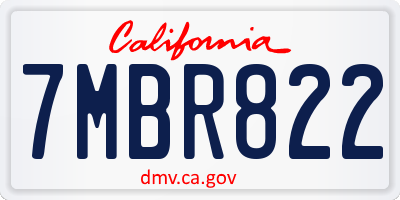 CA license plate 7MBR822