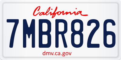 CA license plate 7MBR826