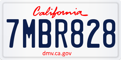 CA license plate 7MBR828