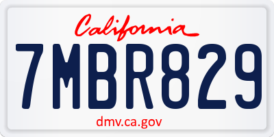 CA license plate 7MBR829