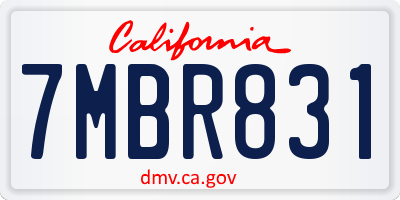 CA license plate 7MBR831