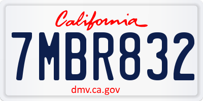 CA license plate 7MBR832