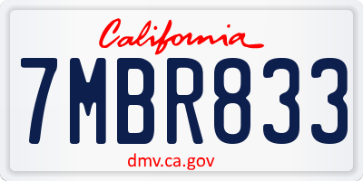 CA license plate 7MBR833