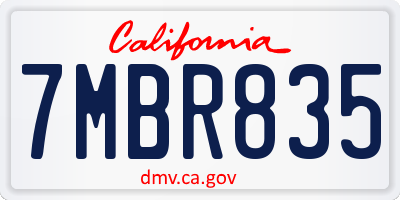 CA license plate 7MBR835