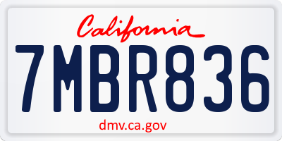 CA license plate 7MBR836