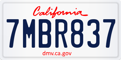 CA license plate 7MBR837