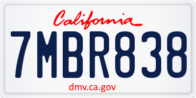 CA license plate 7MBR838
