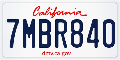 CA license plate 7MBR840