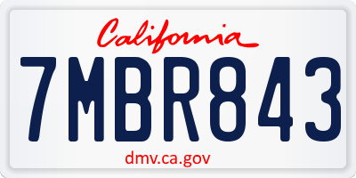CA license plate 7MBR843