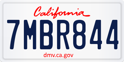 CA license plate 7MBR844