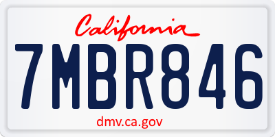 CA license plate 7MBR846