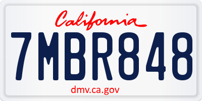 CA license plate 7MBR848