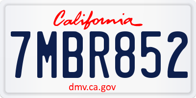 CA license plate 7MBR852
