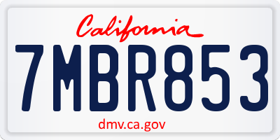 CA license plate 7MBR853
