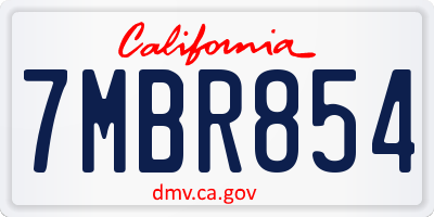 CA license plate 7MBR854